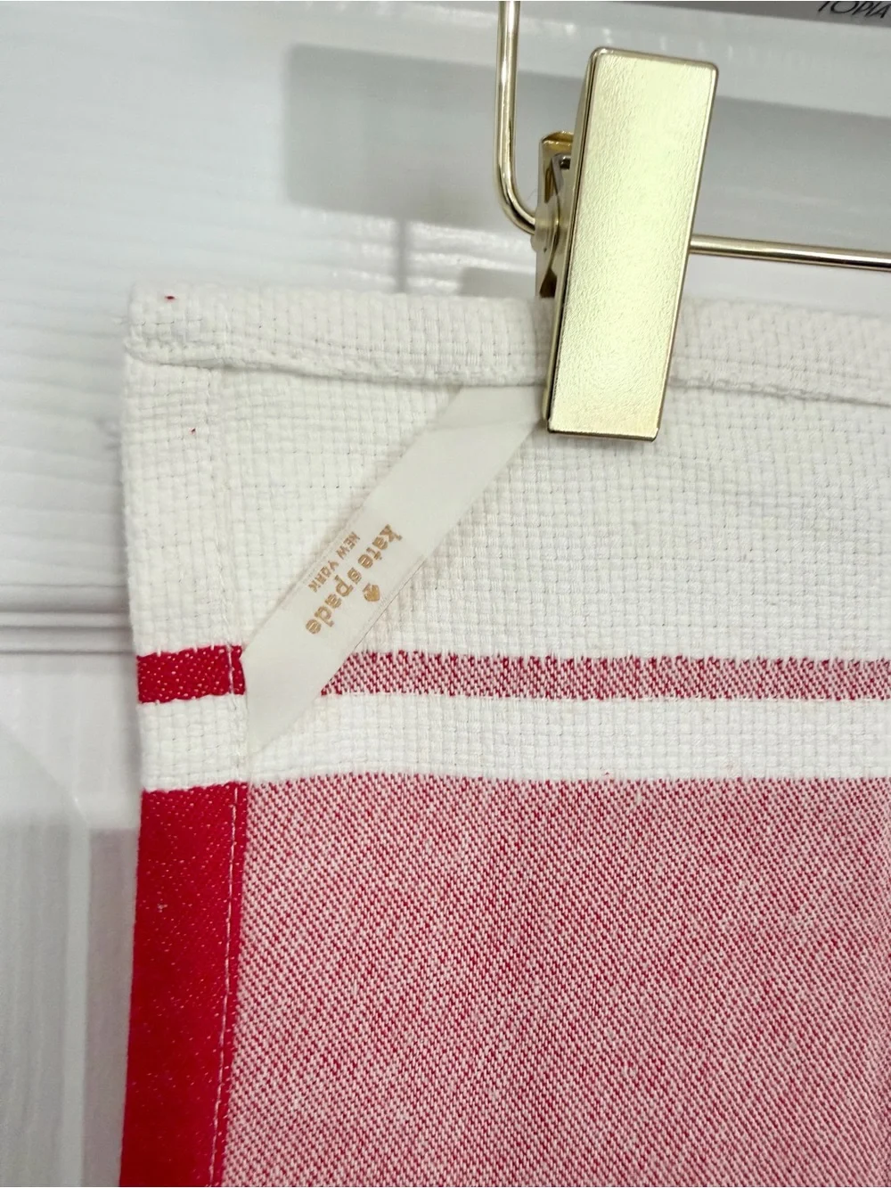Kate Spade New York Adding the Sauce Red Stripe Cotton Kitchen Hand Towel